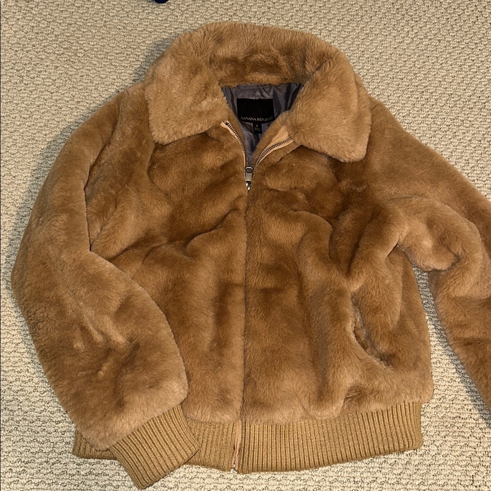 Banana Republic faux fur bomber jacket